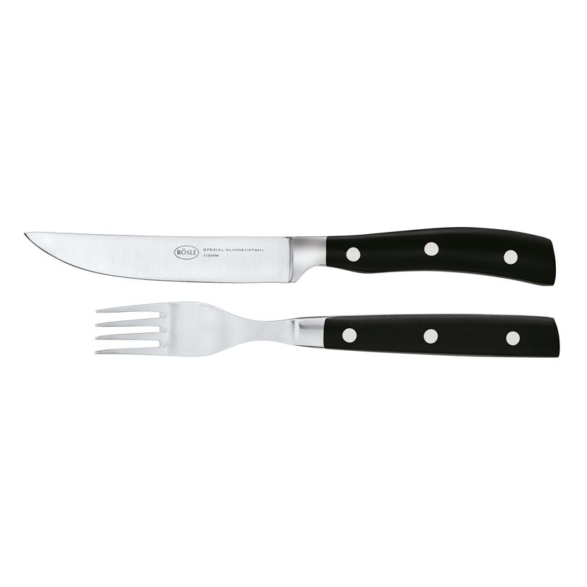 Steakbesteck mit schwarzem Griff