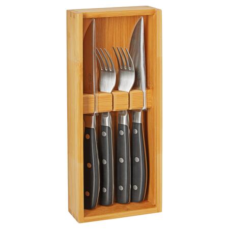 2. Bild von Steakbesteck-Set Stahl/Holz 4-teilig