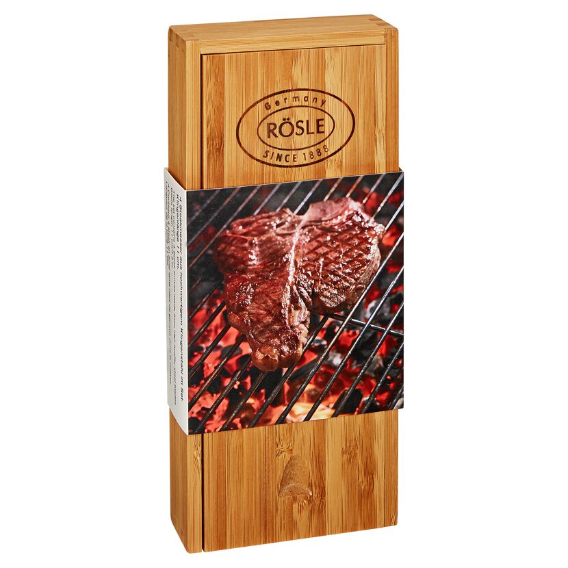 RÖSLE Steakmesser-Set, 4-teilig, mit Steak auf dem Grill