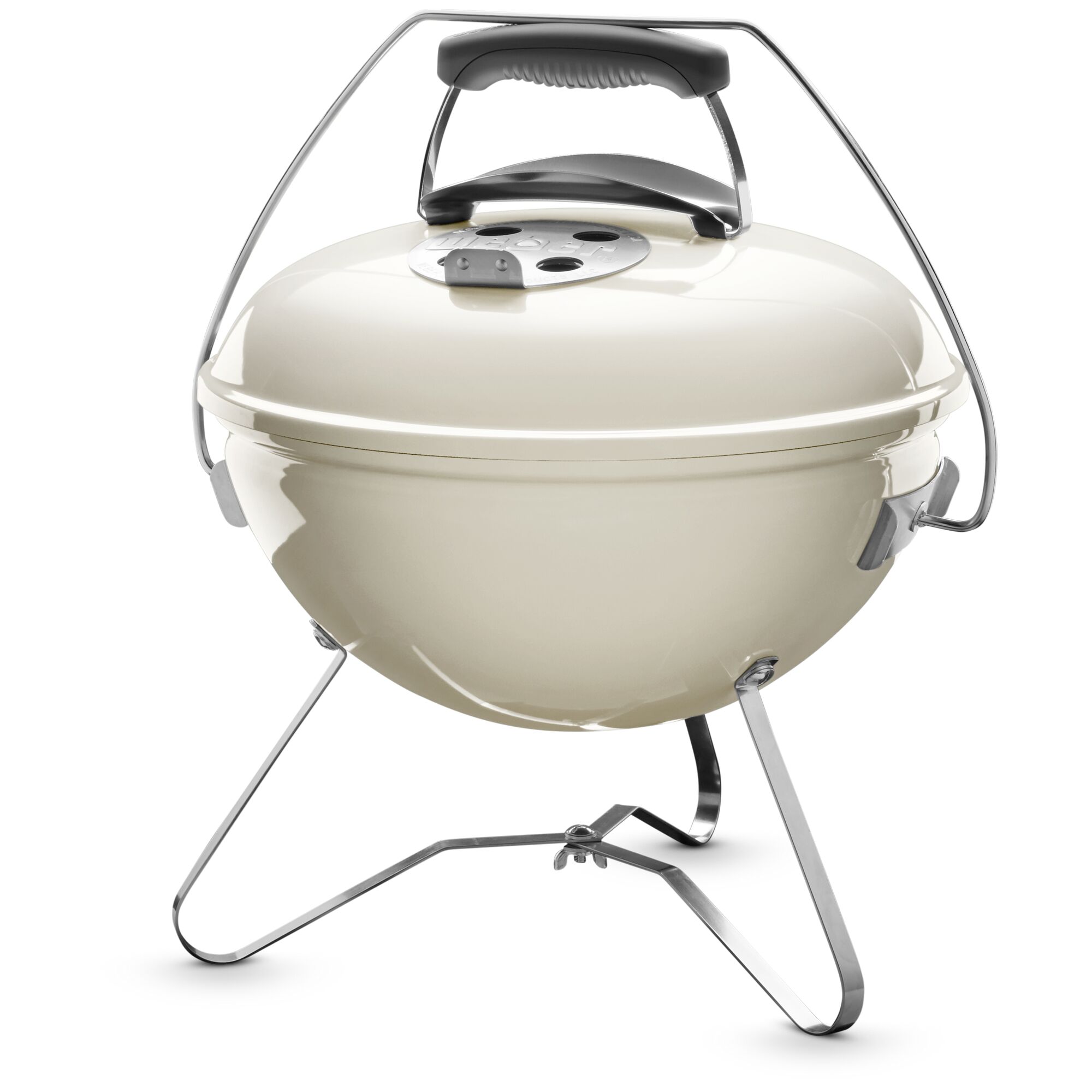 Runder, beiger Smokey Joe Premium Holzkohlegrill mit Deckel, 37 cm