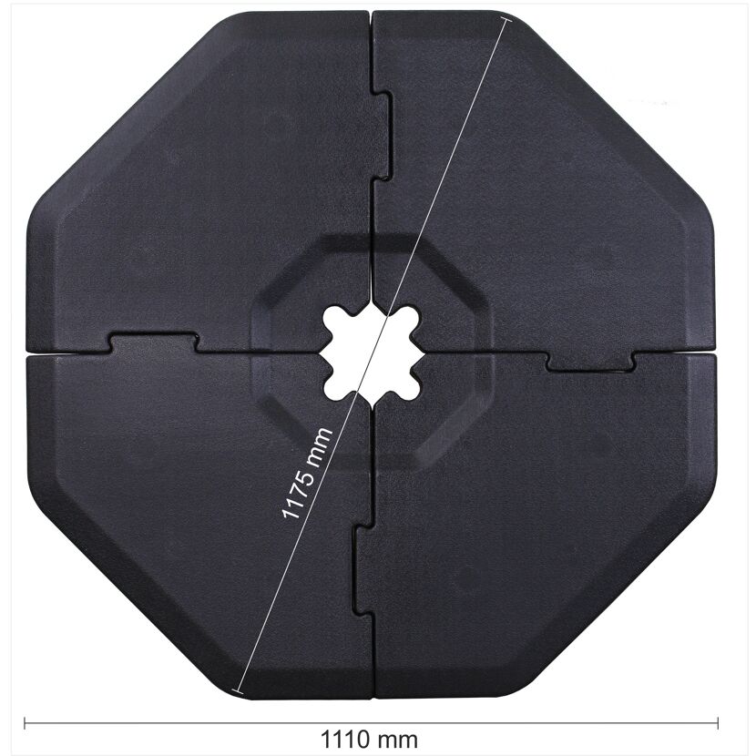 Schwarze Einlegeplatten für Ampelschirme, 4er-Set