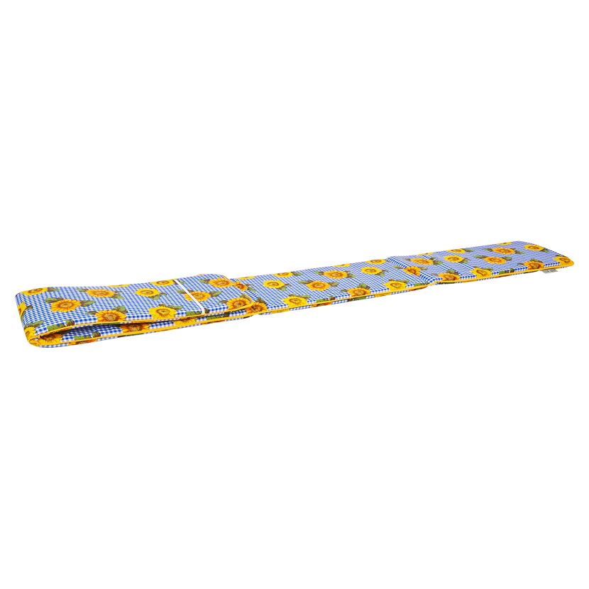 Sitzauflage blau-weiß kariert mit Sonnenblumen
