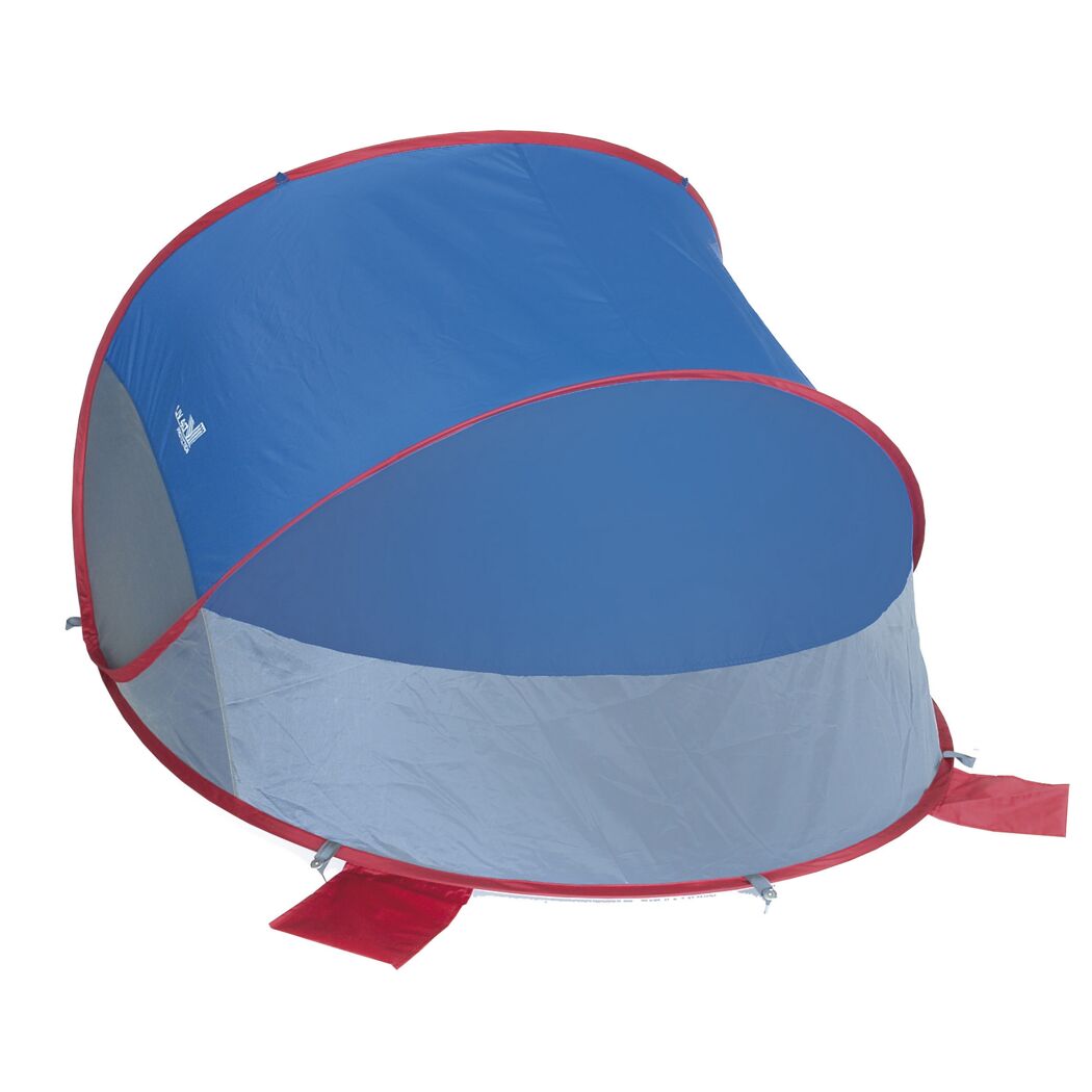 Blau-rote Pop-up Strandmuschel