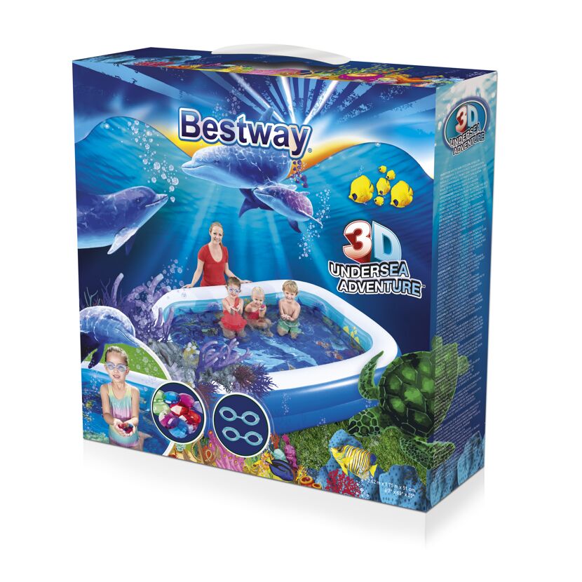 Planschbecken 'Family Pool 3D Undersea Adventure' blau 262 x 175 x 51 cm