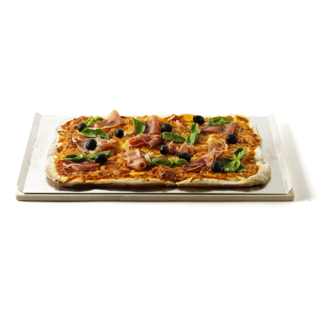 Bild von Pizzastein mit Alu-Blech rechteckig 44 x 30 cm