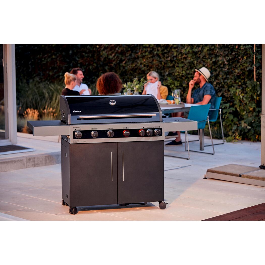 Gasgrill 'Boston Black 6 KR Turbo' schwarz 166,5 x 115 x 60 cm