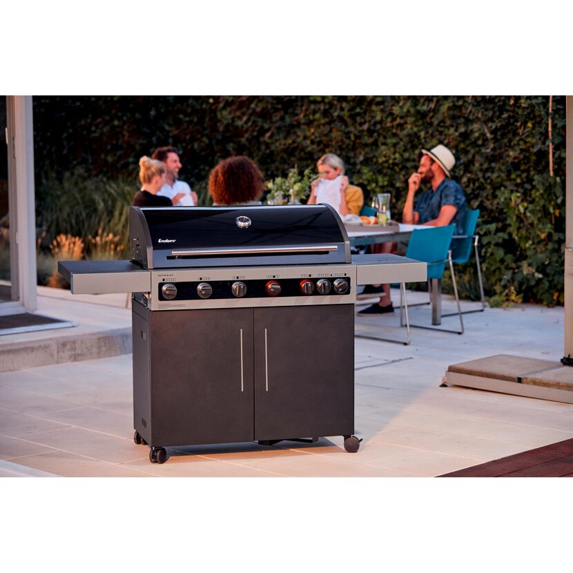 Gasgrill 'Boston Black 6 KR Turbo' schwarz 166,5 x 115 x 60 cm