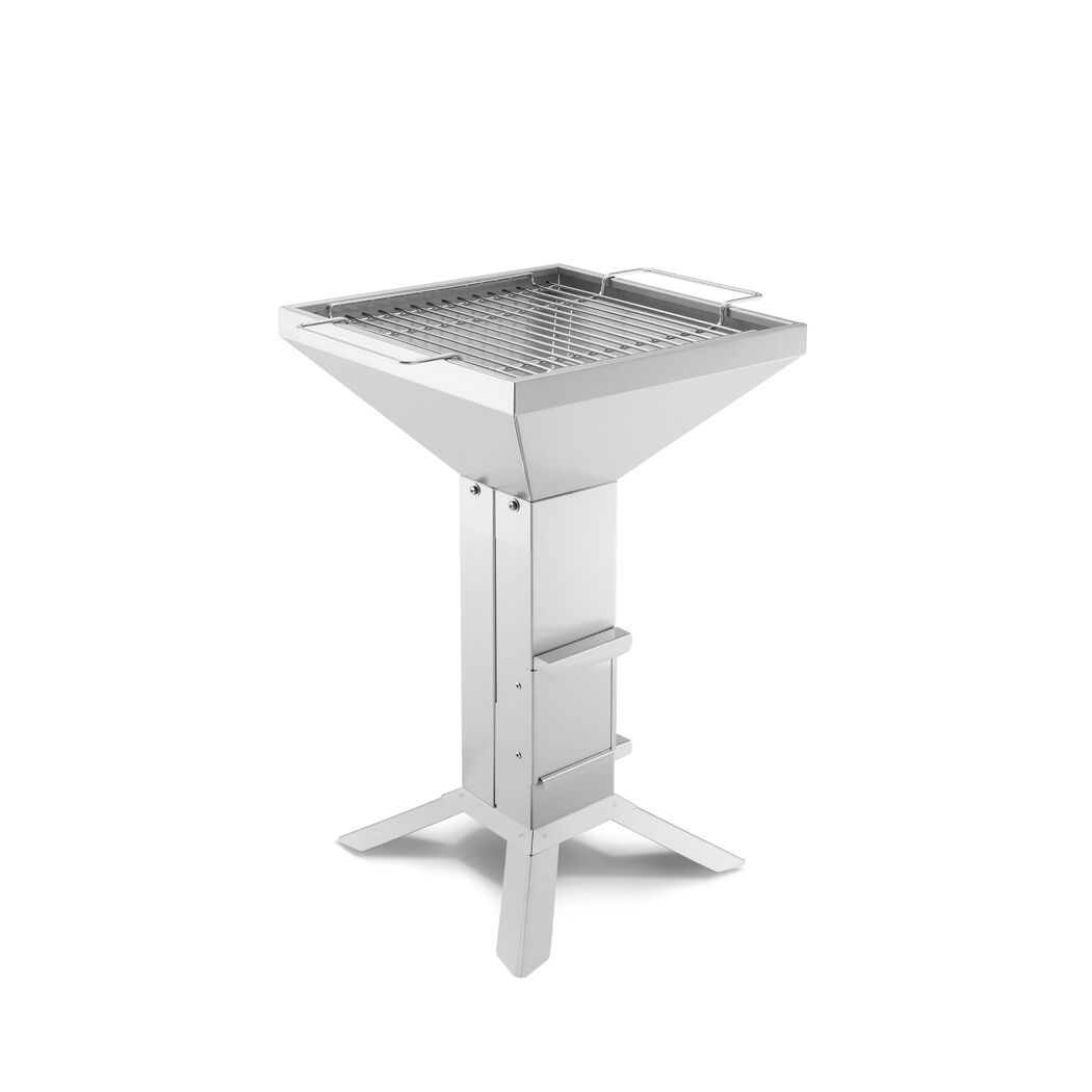 Holzkohlegrill 'Thüros T2' edelstahlfarben 37,5 x 76 x 37,5 cm