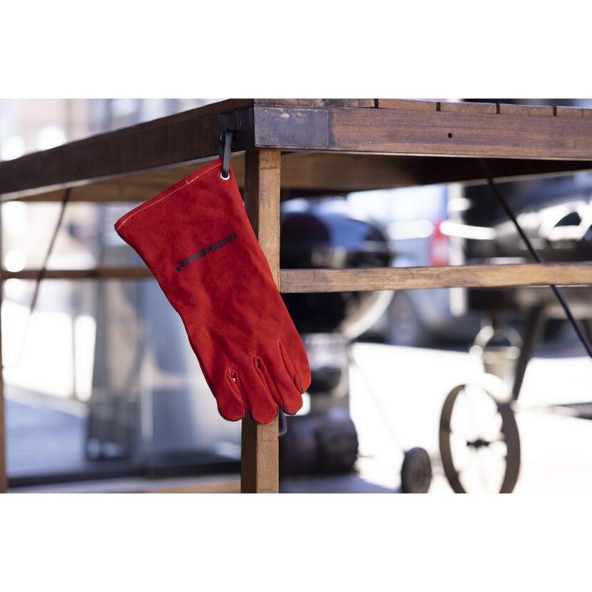 Roter Leder-Grillhandschuh Feuermeister