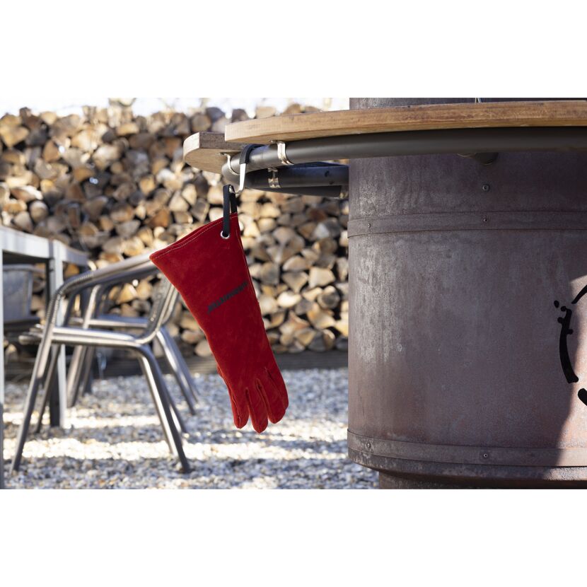 Roter Leder-Grillhandschuh von Feuermeister