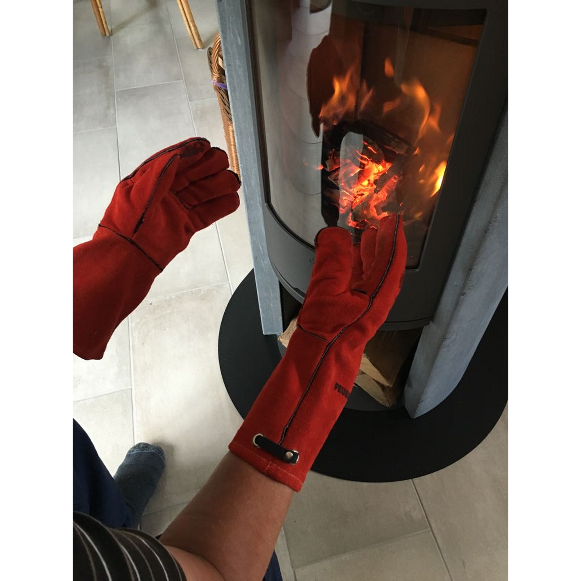 Grillhandschuhe 'From Hell!' Leder rot Größe 8 + product picture