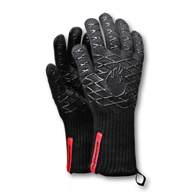 Schwarze Grillhandschuhe der Marke Feuermeister