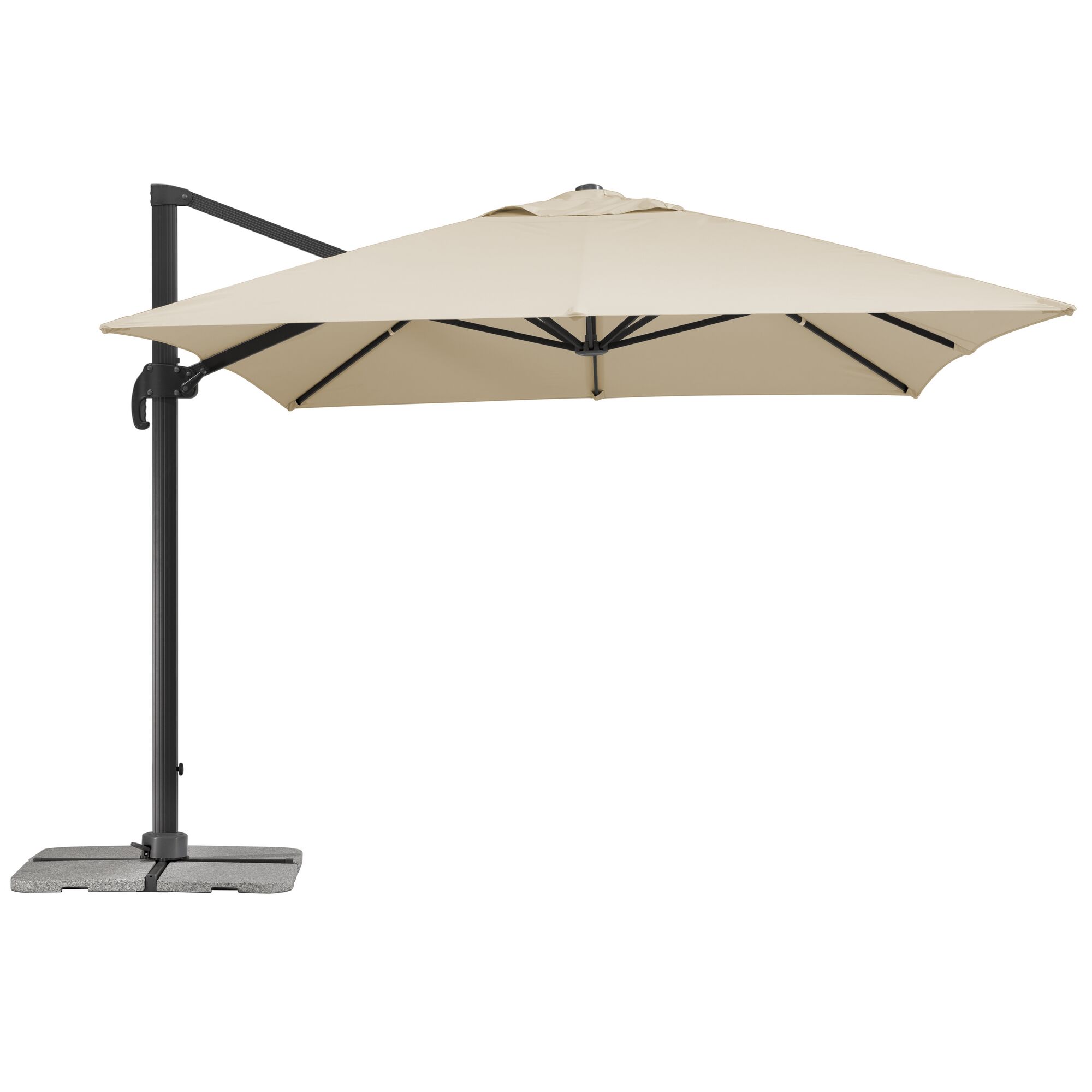 Beigefarbener Ampelschirm Rhodos Grande 400x300 cm