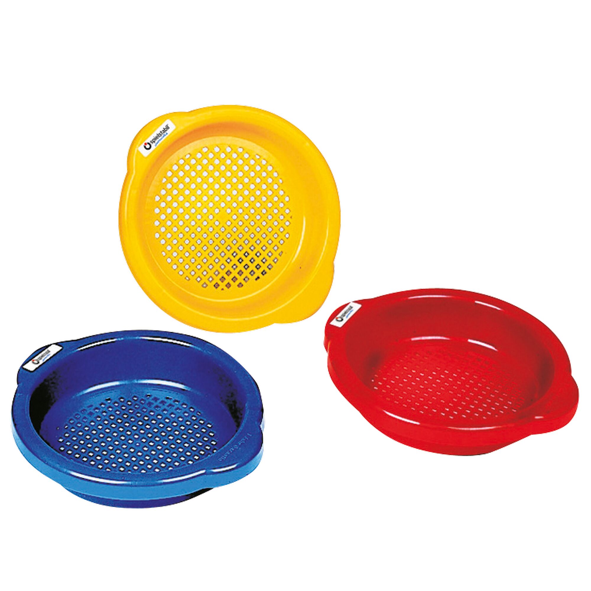 Drei bunte Sandsiebe