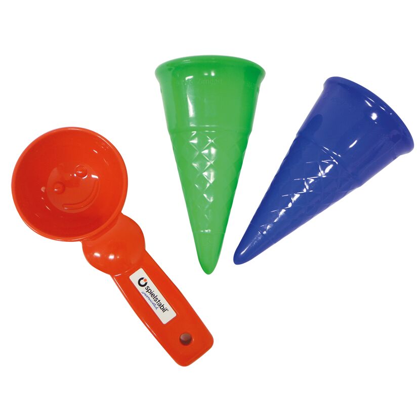 Spielstabiles Eis-Duo Classic: Eislöffel und zwei Eistüten.