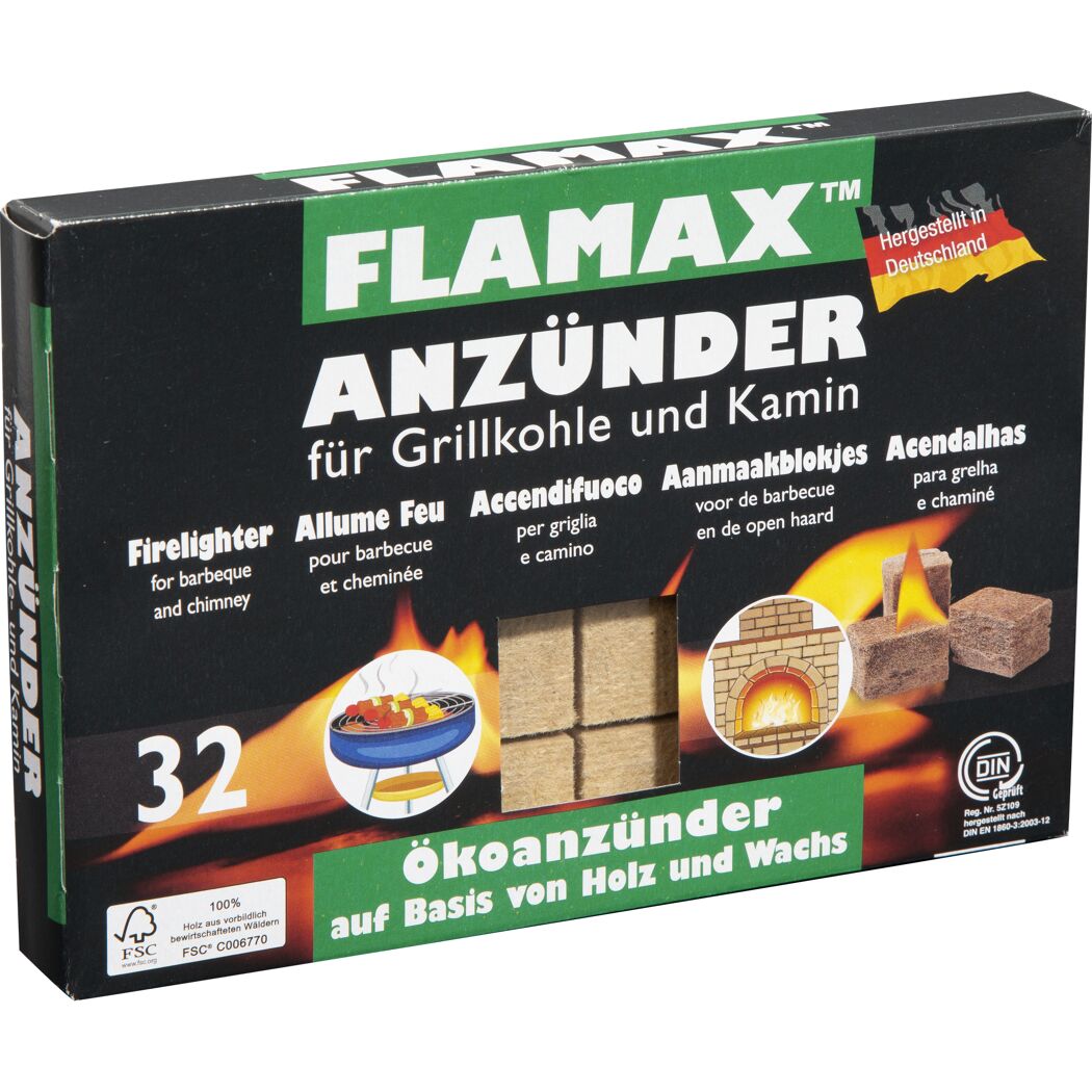 Flamax Ökoanzünder auf Basis von Holz und Wachs