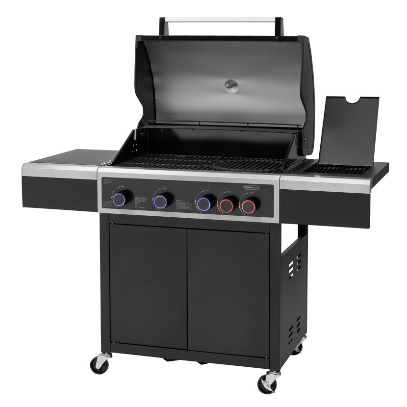 Gasgrill Keansburg mit vier Brennern und geöffnetem Deckel