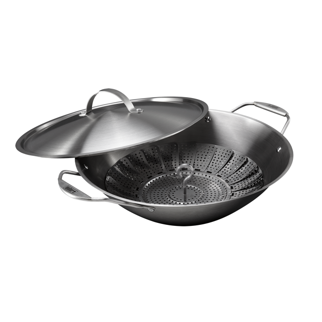 Bild von Wok 'Crafted Gourmet BBQ System' Edelstahl Ø 36 cm, mit Dünsteinsatz