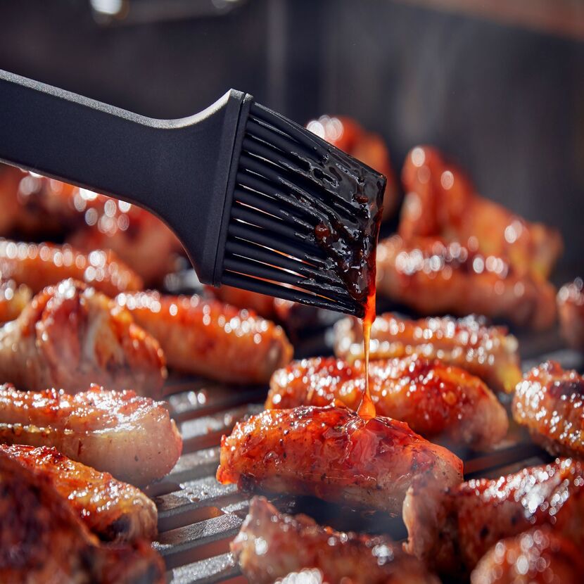 Grillpinsel schwarz 40 cm, mit Silikonborsten