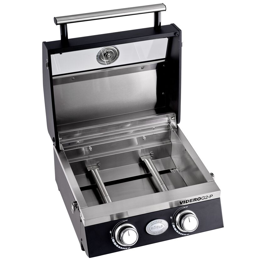 Geöffneter Gasgrill Videro G2-P von Rößle