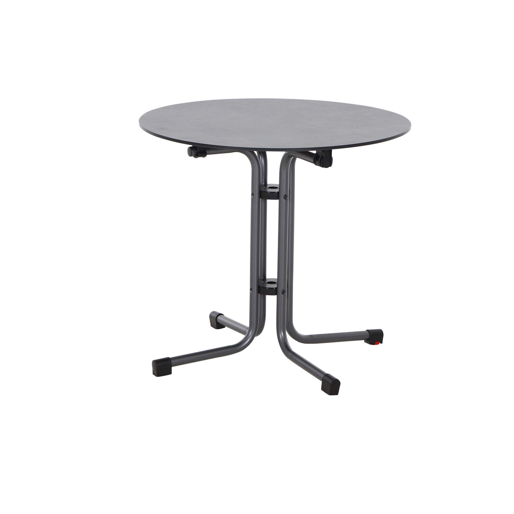 Runder, anthrazitfarbener Klapptisch Sola