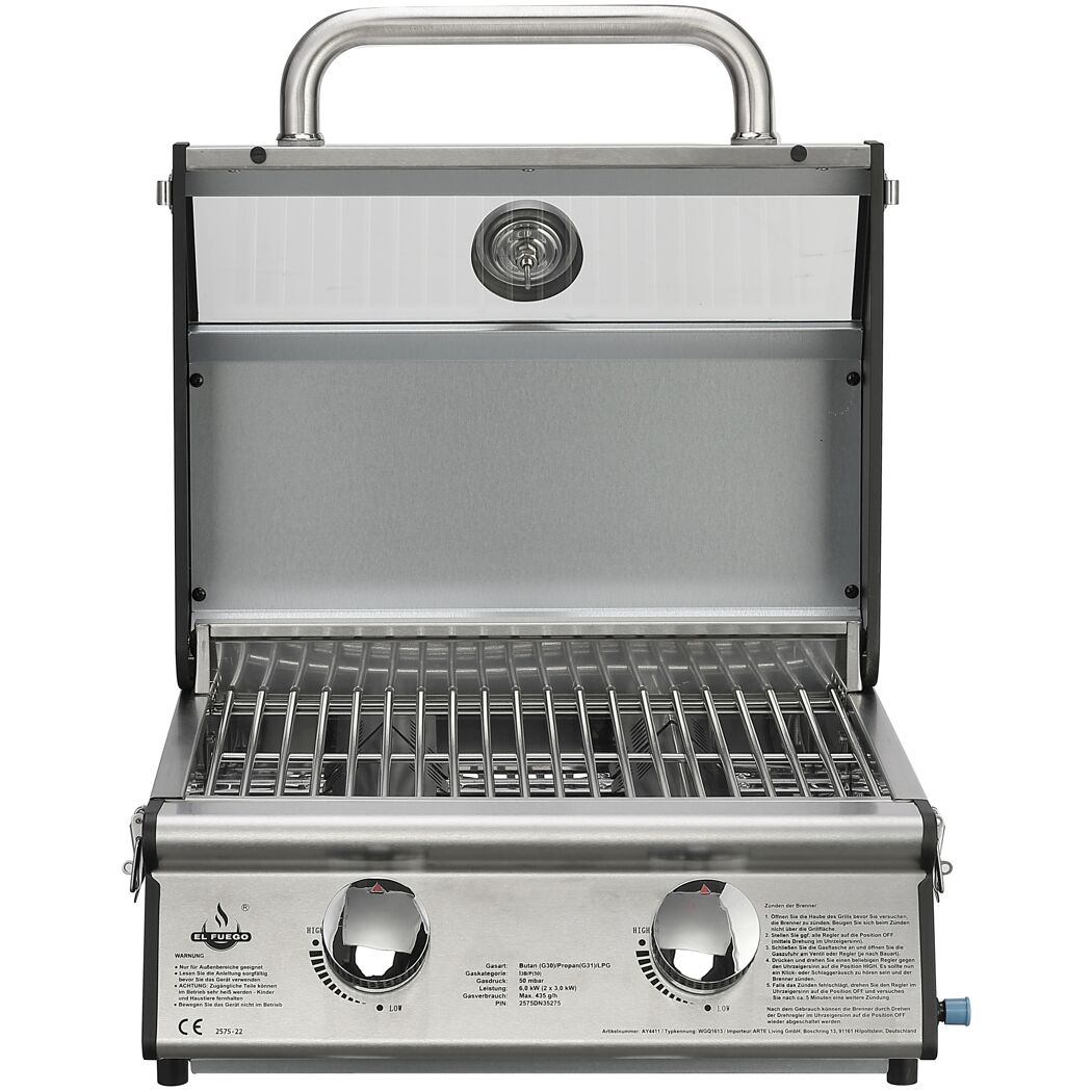 Gasgrill El Fuego Jesolo mit geöffnetem Deckel