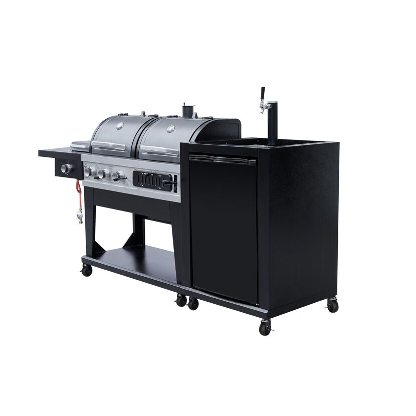 Kombigrill mit integriertem Kühlschrank und Zapfanlage