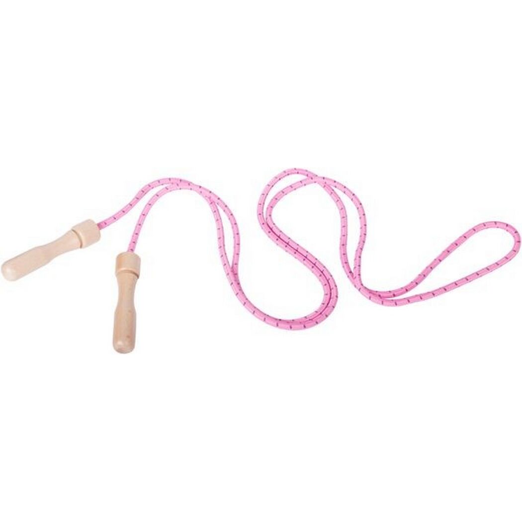 Pinkes Springseil mit Holzgriffen