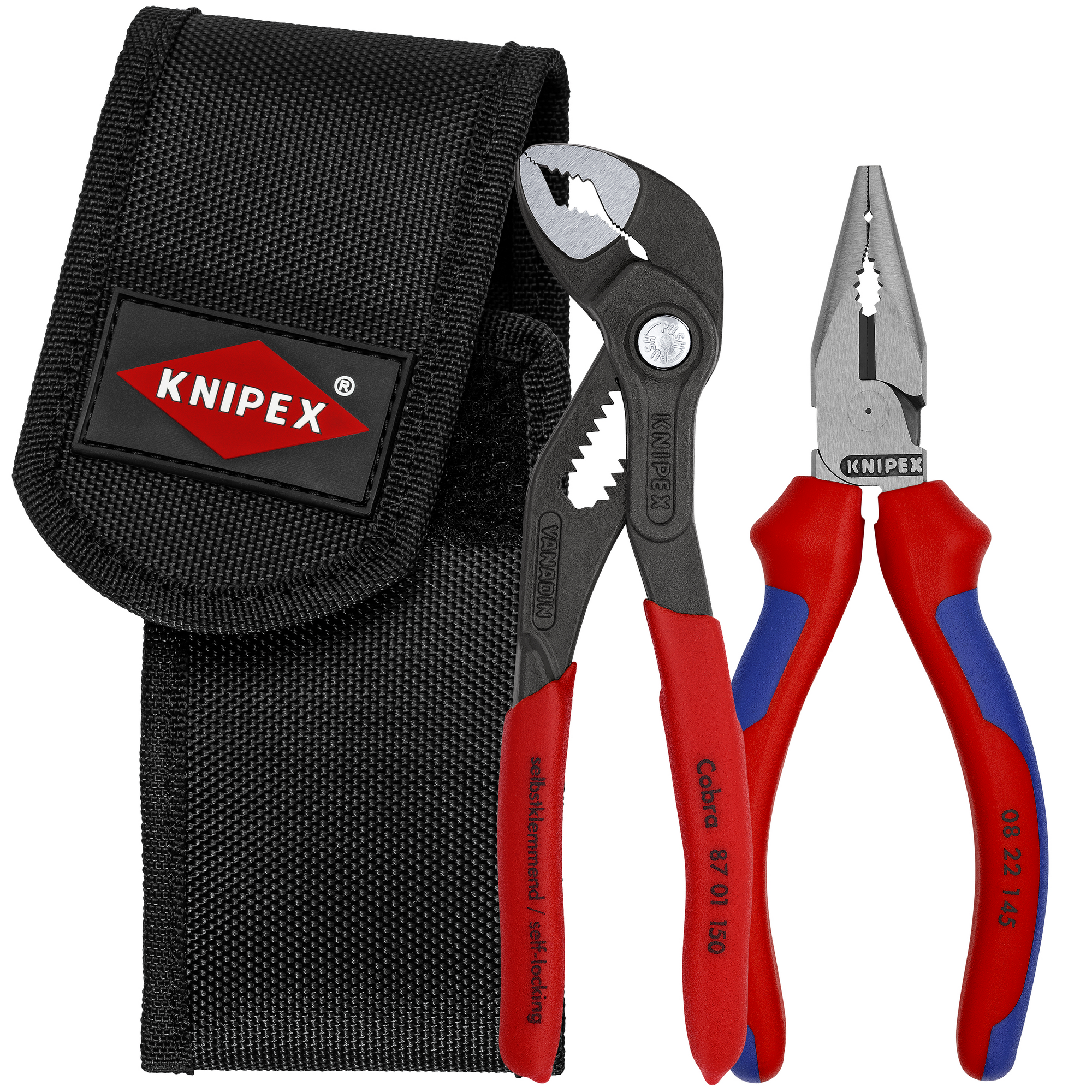 Knipex Zangen-Set mit Werkzeuggürteltasche schwarz/rot 2-teilig