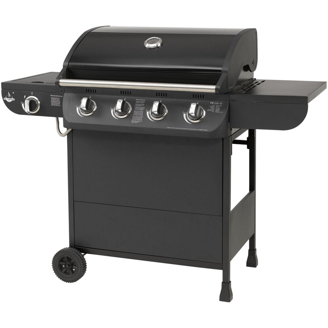 Schwarzer Gasgrill El Fuego Columbus mit vier Brennern.