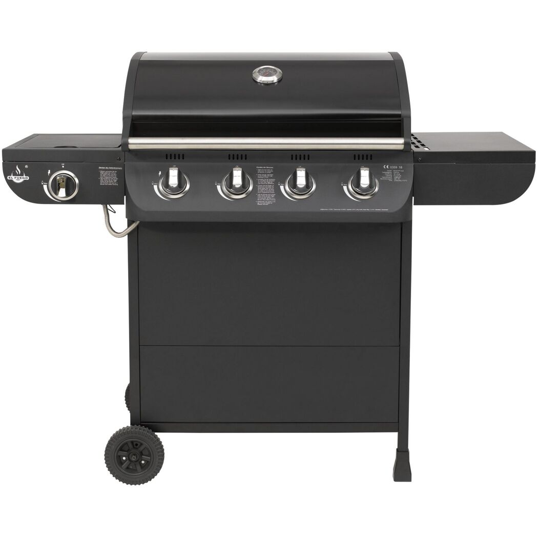 Gasgrill Columbus mit vier Brennern und Seitenkocher.