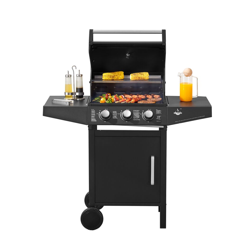 Gasgrill San Angelo mit drei Brennern beim Grillen