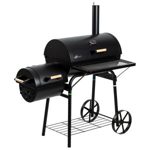 Smoker- und Holzkohlegrill 'Dakota' schwarz 122 x 132,5 x 66 cm