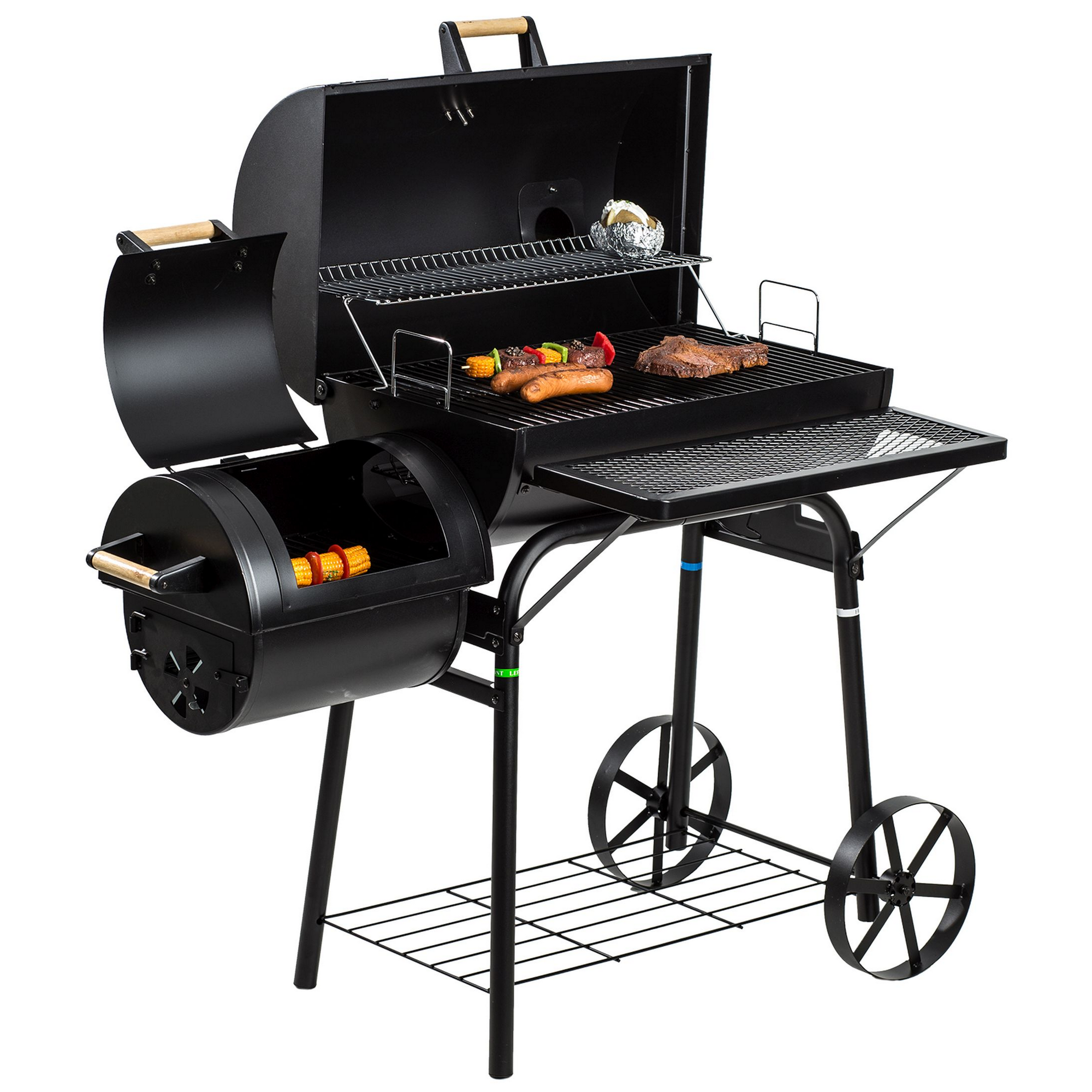 Smoker- und Holzkohlegrill 'Dakota' schwarz 122 x 132,5 x 66 cm + product picture