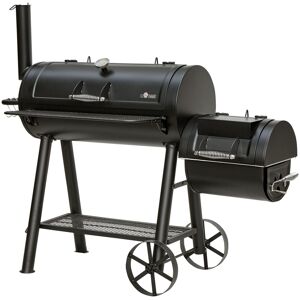 Smoker- und Holzkohlegrill 'Buffalo' schwarz 155 x 132 x 78 cm