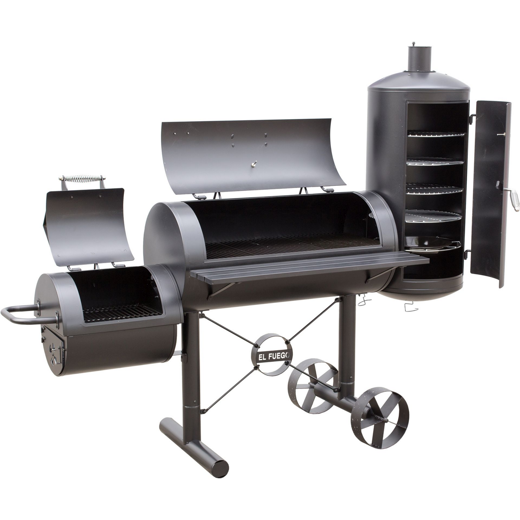 Smoker- und Holzkohlegrill 'Kiona' schwarz 211 x 173 x 70 cm + product picture