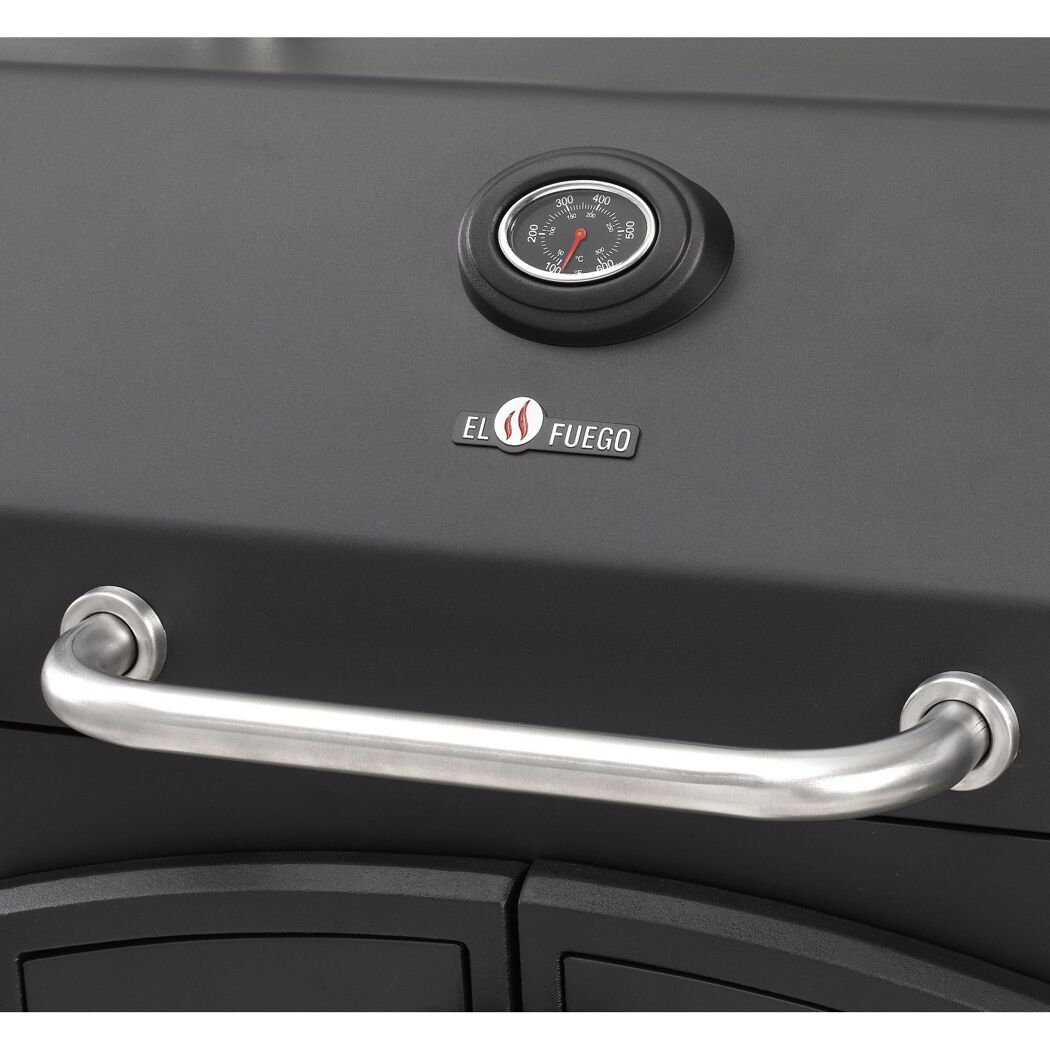 Schwarzer EL FUEGO Smoker Grand Ontario mit Deckelthermometer und Griff
