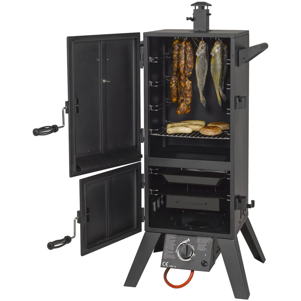 Gasgrill Portland XL mit Fisch und Würstchen