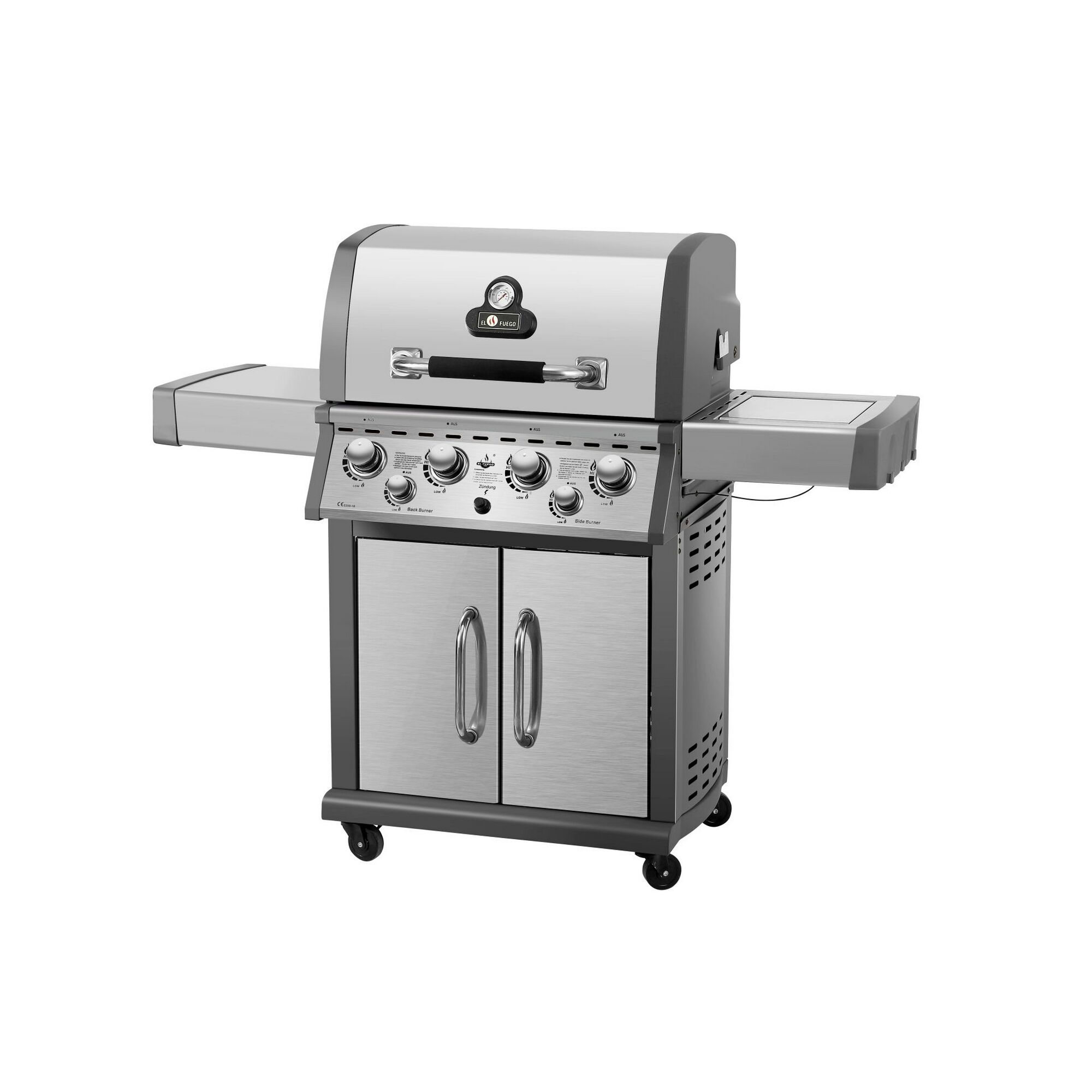 Gasgrill Concord mit vier Brennern und Seitenbrenner.