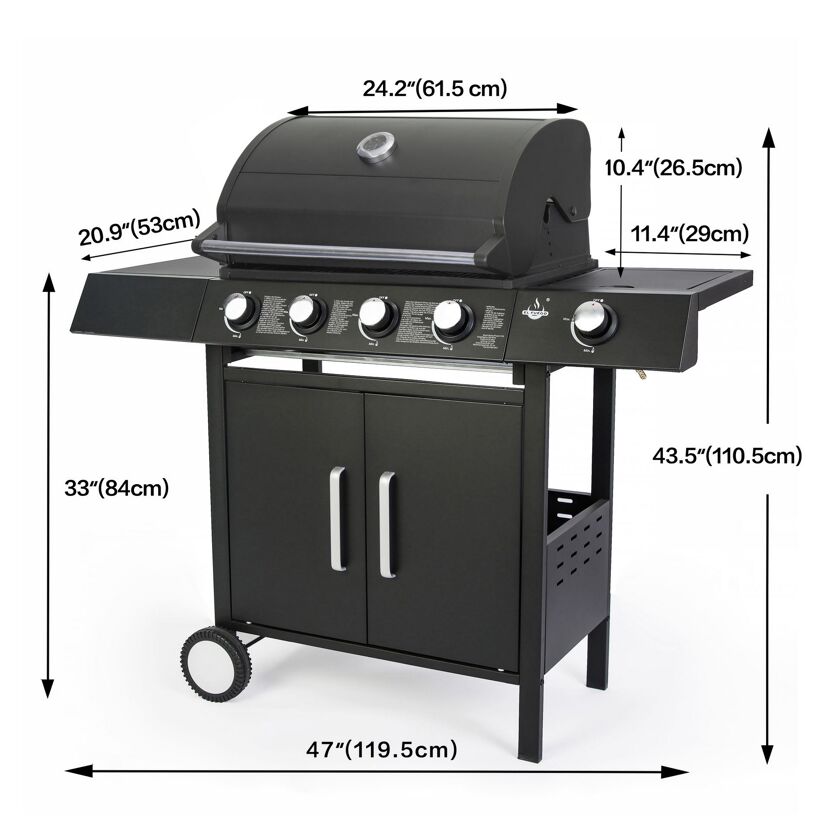 Gasgrill mit vier Brennern und Unterschrank
