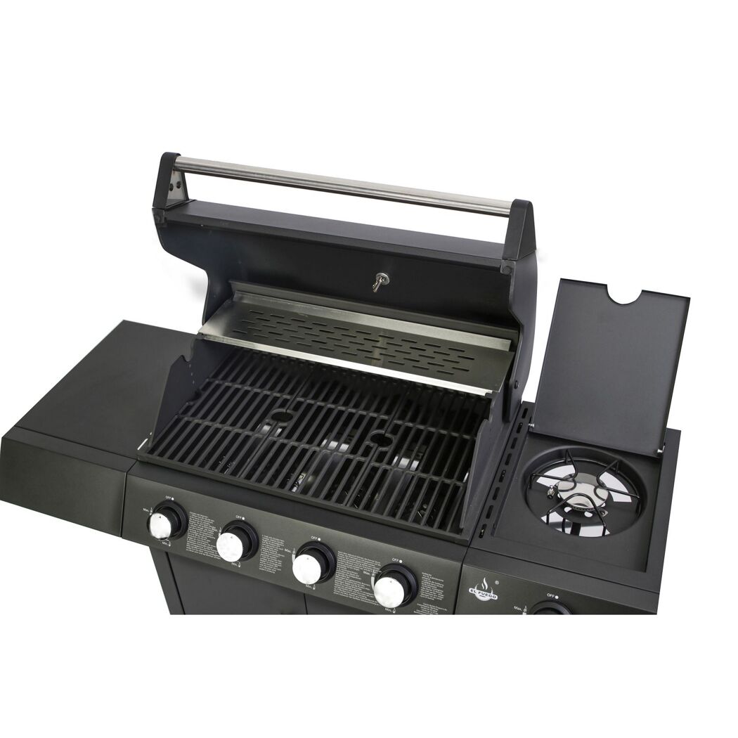 Gasgrill El Fuego San Angelo mit geöffnetem Deckel