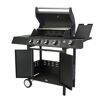 Gasgrill San Angelo mit geöffnetem Deckel und Unterschränken.