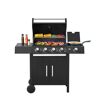 Gasgrill mit Grillgut, 4 Brenner und Seitenkocher