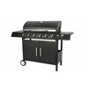 Schwarzer Gasgrill mit sechs Brennern.