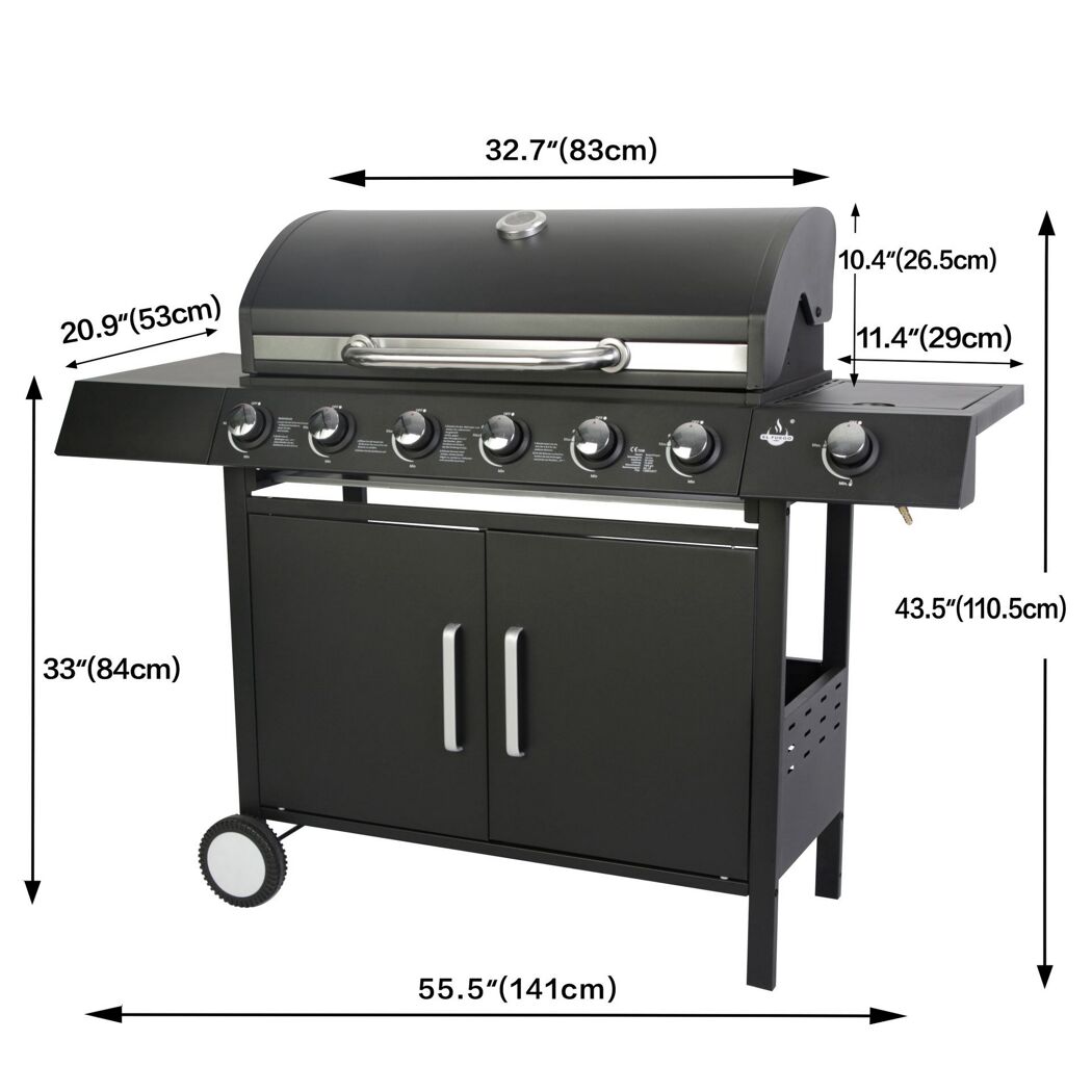 Schwarzer Gasgrill mit vier Brennern, El Fuego.