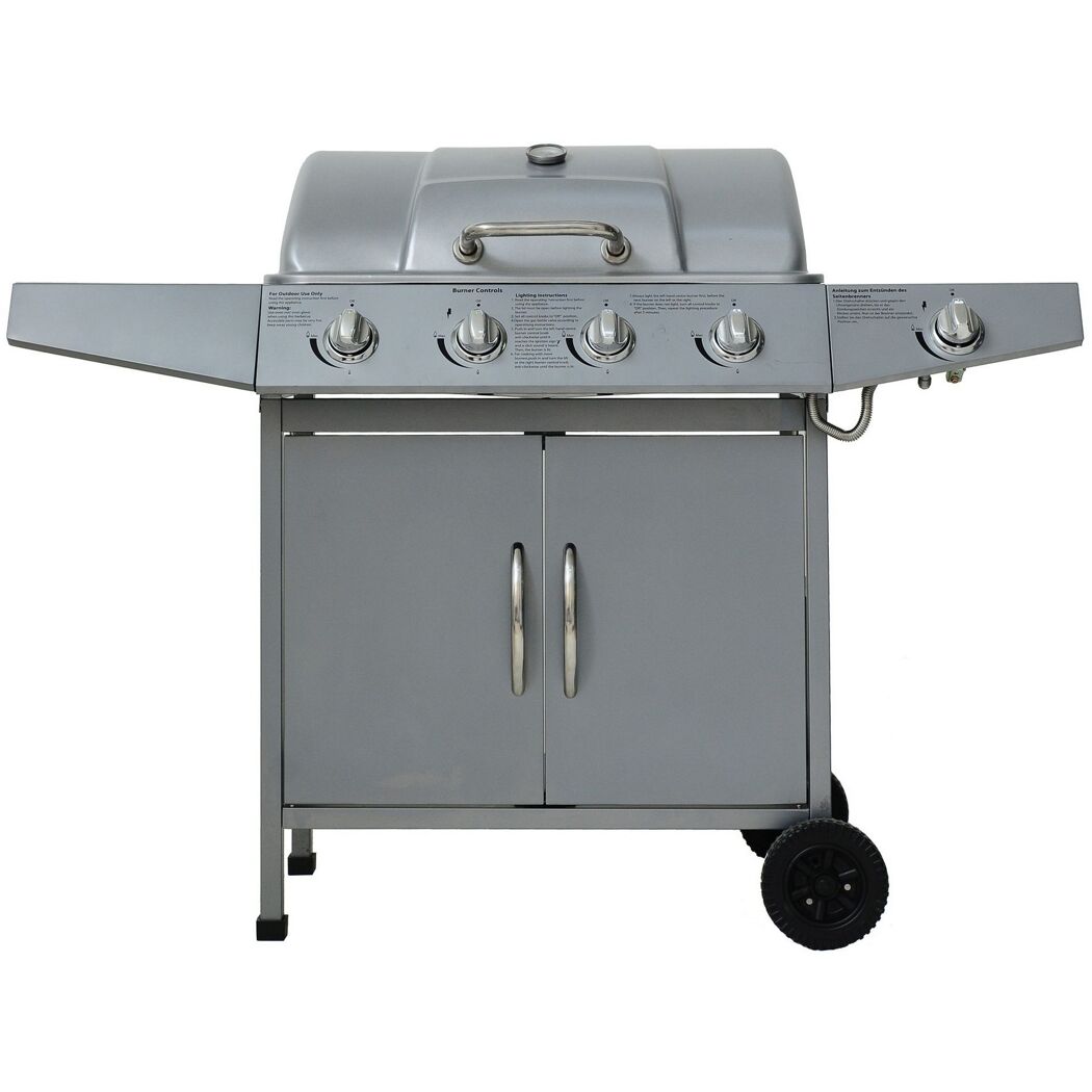 Gasgrill mit vier Brennern, grau