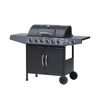 Schwarzer Gasgrill mit sechs Brennern.