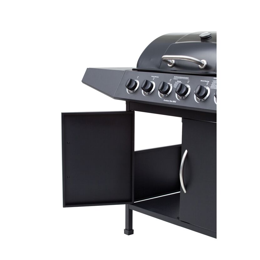 Gasgrill mit geöffneter Tür