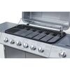 Gasgrill mit geöffnetem Deckel und vier Drehreglern