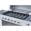 Gasgrill mit geöffnetem Deckel und vier Drehreglern